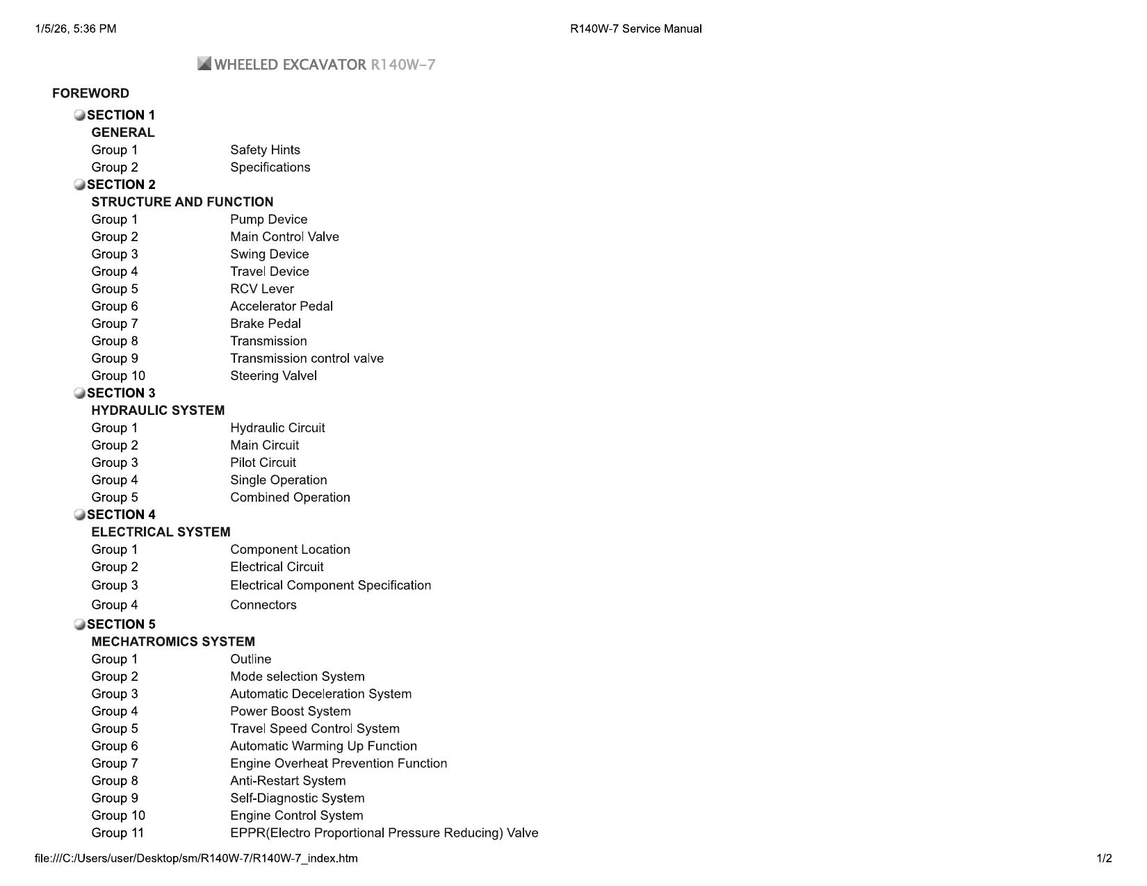 R140W-7 Service Manual